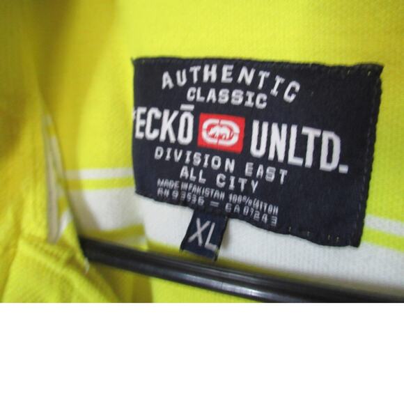 Ecko Unltd Authentic Classic Yellow and White Stripe short Sleeve Polo Shirt - Picture 3 of 3